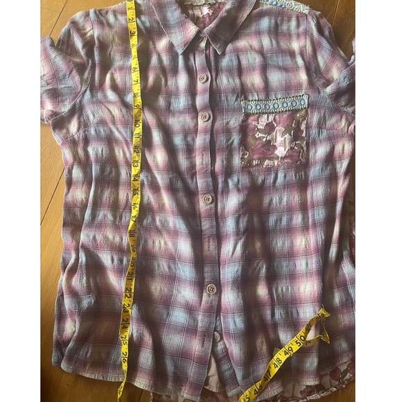 Soft surroundings Plaid Button-Up Shirt with Floral Accents - Picture 6 of 7